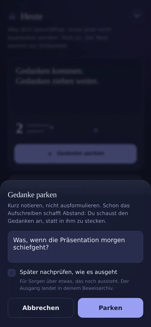 LetBe app: parking a thought